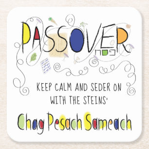 Passover Chag Pesach Sameach Square Paper Onderzet Kartonnen Onderzetters