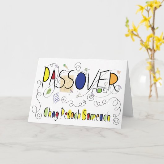 Passover Chag Sameach Seder Wenskaart Kaart (Gele Bloem)