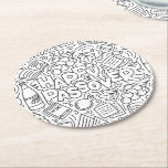 Passover Coaster Ronde Kartonnen Onderzetter<br><div class="desc">Add a festive and meaningful touch to your Seder table with this beautifully designed Passover paper coaster. Featuring a cheerful “Happy Passover” greeting, this vibrant design is filled with classic holiday symbols — the Haggadah, traditional matzos, bottles of wine, elegant wine glasses, and playful decorative doodles. Each element reflects the...</div>