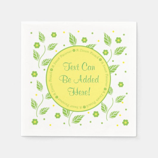 Passover Cocktail Napkins "Green/Yellow Leaves" Servetten (Voorkant)