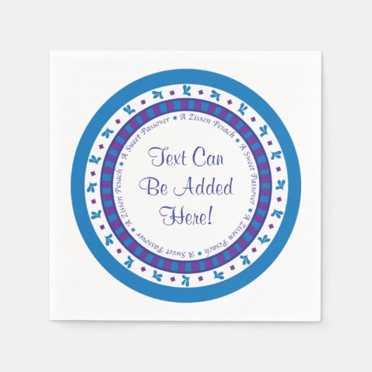 Passover Cocktail Napkins Paars/Blue Star Pattern Servet (Voorkant)