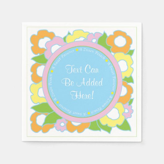 Passover Cocktail Napkins Pastel Flowers Patroon Servetten (Voorkant)