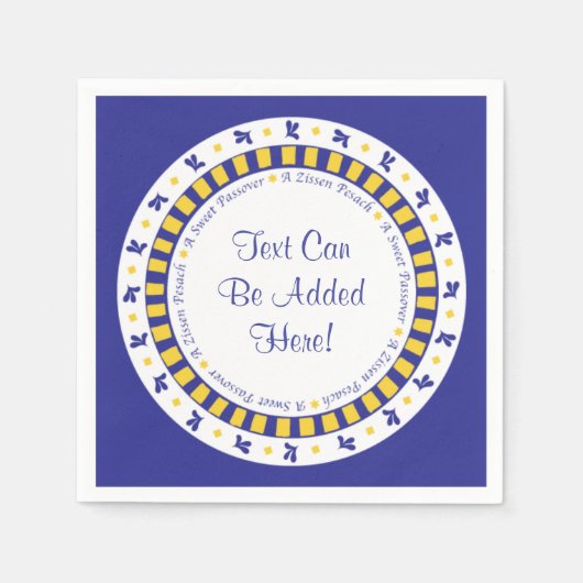 Passover Cocktail servetten Blauw/Gele Sterpatroon (Voorkant)