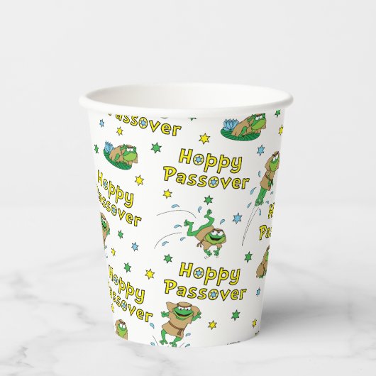 Passover Custom Paper Cups "Hoppy Passover!" Papieren Bekers (Voorkant)