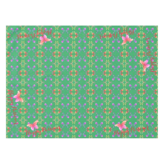 Passover Custom Text Roos ButterflyTablecloth Tafelkleed (Voorkant (Horizontaal))