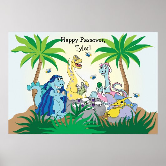 Passover Dinosaur Seder Poster 20 x 24 Matt Finish (Voorkant)