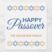Passover Elegant Blue en Gold Star van David Wijn Etiket (Enkel label)