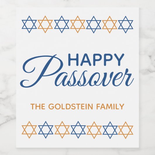 Passover Elegant Blue en Gold Star van David Wijn Etiket (Enkel label)