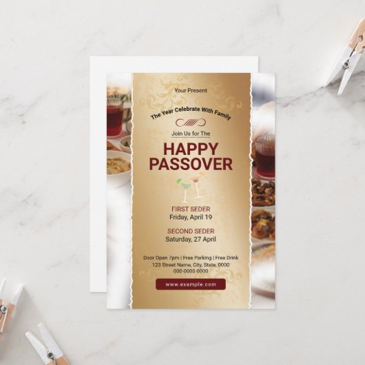 Passover Event Flyer Template Kaart (Voorkant / Achterkant in situ)