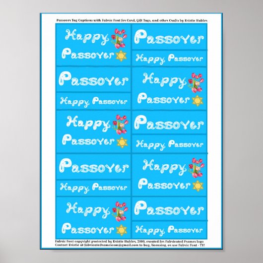 Passover Fabric Font Tulips Star van David Labels Poster (Voorkant)