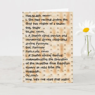 Passover Funny Define Haggadah Matzah Kaart