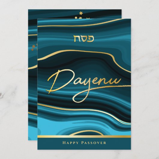 Passover Greeting Agate & Gold Pesach Kaart (Voorkant / Achterkant)