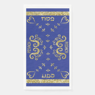 Passover Guest Towel Napkins Blue Gold Servet