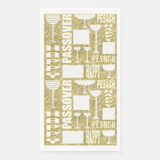 Passover Guest Towel Napkins "Passover Gold" Servet (Voorkant)