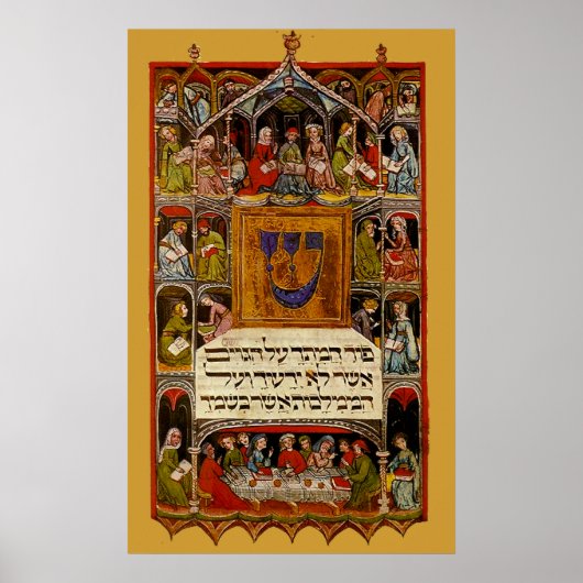 Passover Haggadah uit de 14e eeuw Poster (Voorkant)