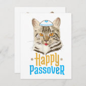 Passover Happy Passover Cat Funny Seder Jewish Kaart (Voorkant / Achterkant)