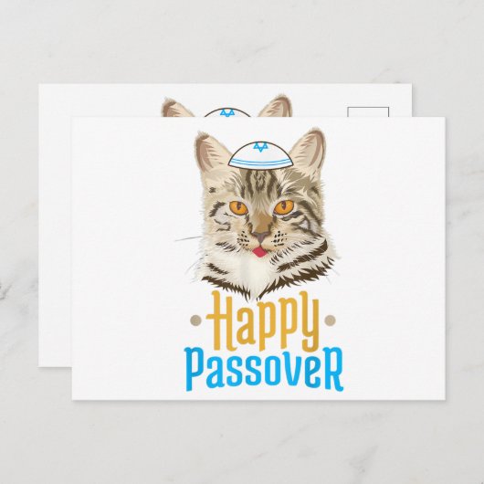 Passover Happy Passover Cat Funny Seder Jwish Aankondigingskaart (Voorkant / Achterkant)