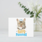 Passover Happy Passover Cat Funny Seder Jwish Aankondigingskaart (Staand voorkant)