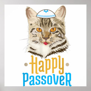Passover Happy Passover Cat Funny Seder Jwish Poster