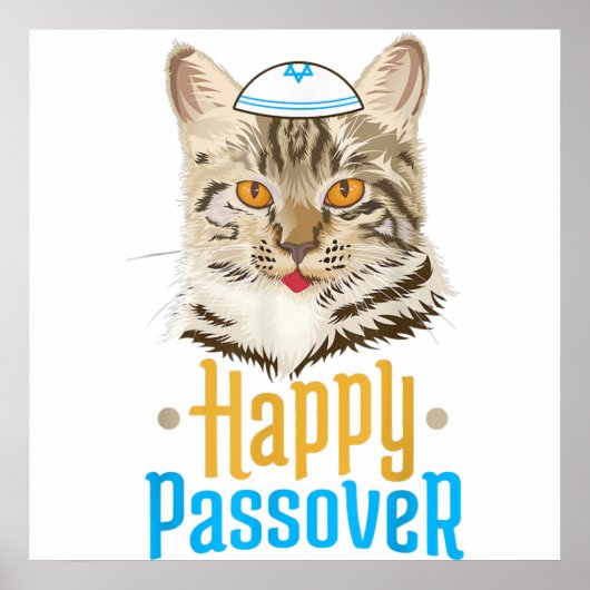 Passover Happy Passover Cat Funny Seder Jwish Poster (Voorkant)