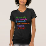 Passover Heroes Names T-shirt<br><div class="desc">Dit ontwerp is geïnspireerd door het iconische t-shirt "namen" en geeft de namen weer van een aantal Passover-helden,  zoals in Exodus is aangegeven.</div>