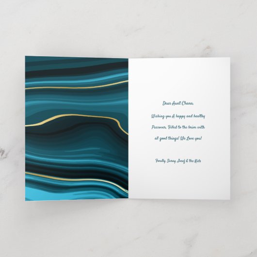 Passover Holiday Greeting Kaart Gold & Agate Stone (Binnenlaag)