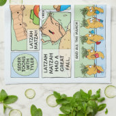 Passover Kitchen Towel Funny Seder Toons Theedoek (Gevouwen)