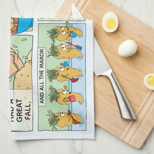 Passover Kitchen Towel Funny Seder Toons Theedoek (Quarter Fold)