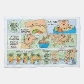 Passover Kitchen Towel Funny Seder Toons Theedoek (Horizontaal)