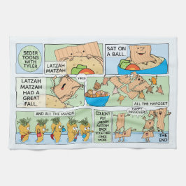 Passover Kitchen Towel Funny Seder Toons Theedoek