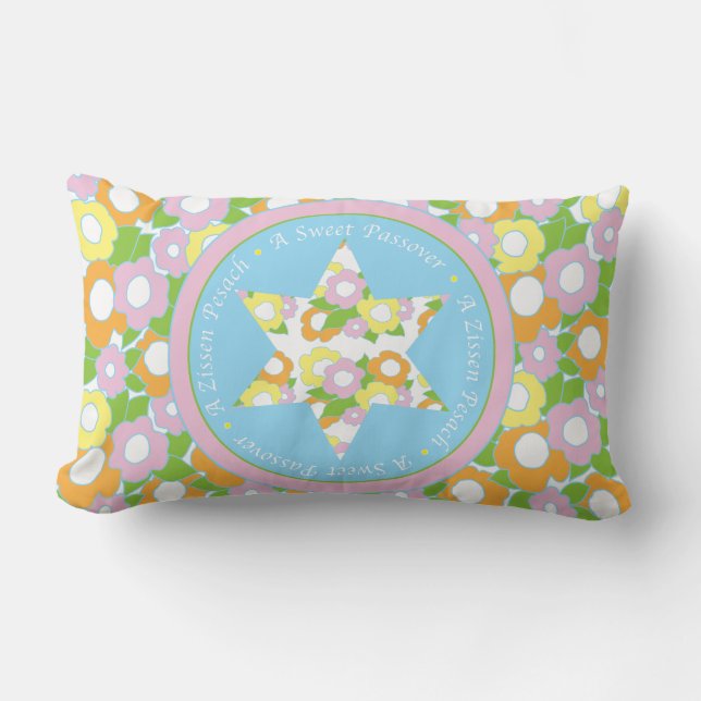 Passover Lumbar Pillow "Floral Sweet Passover" Kussen (Voorkant)