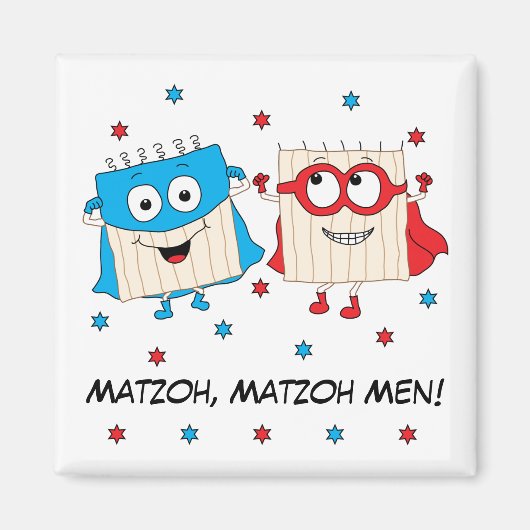 Passover Magnet Square "Matzoh Mannen" (Voorkant)