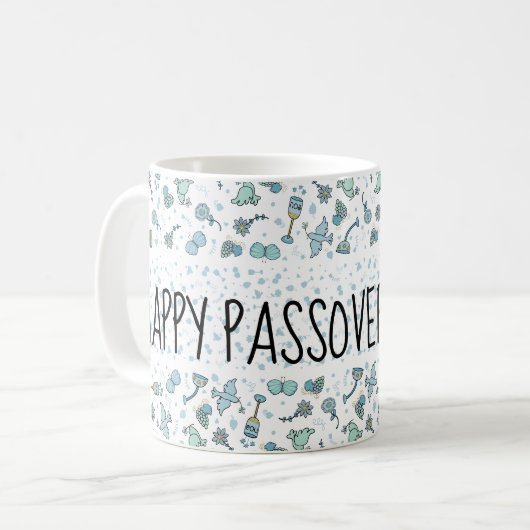 Passover Mok 11 oz. Whimsical Seder Time (Voorkant links)