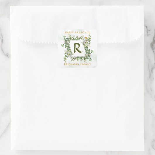 Passover Monogram Seder Floral Sticker (Tas)