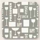 Passover Onderzetters "Wine en Matzah Passover" (Voorkant)