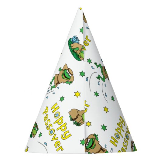 Passover Party Pet "Hoppy Passover Jumping Frogs" Feesthoedjes (Achterkant)