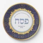 Passover Personalized Seder Jerusalem Navy/Gold Papieren Bordje (Voorkant)