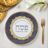 Passover Personalized Seder Jerusalem Navy/Gold Papieren Bordje