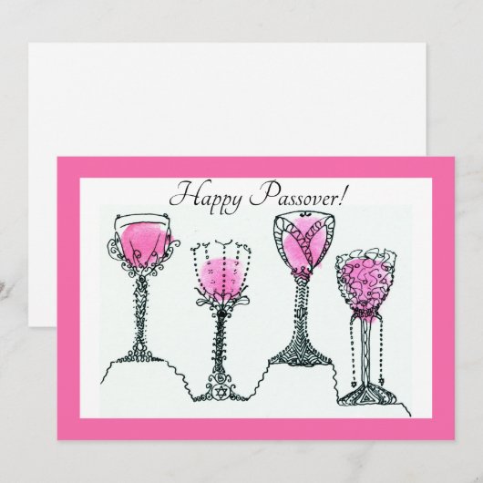 Passover Pesach 4 Kups van de Kaart van het Wijnhu (Voorkant / Achterkant)