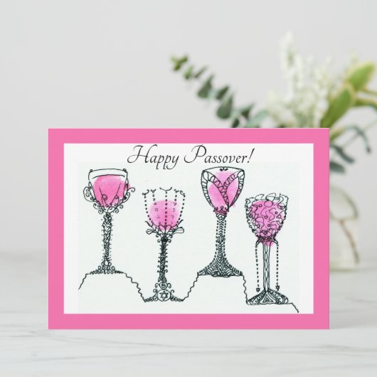 Passover Pesach 4 Kups van de Kaart van het Wijnhu (Staand voorkant)
