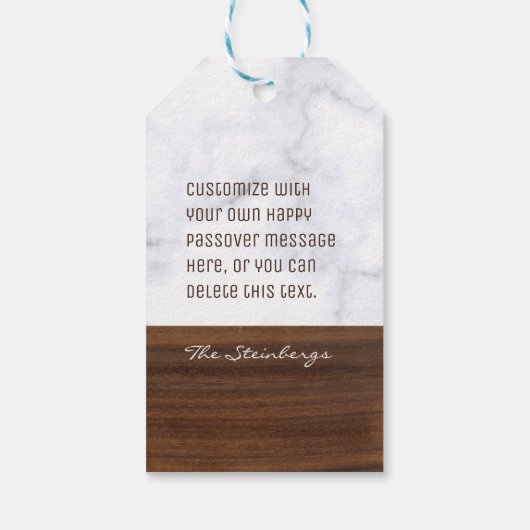Passover Pesach - Aangepaste marmer + Hout Modern Cadeaulabel (Achterkant)