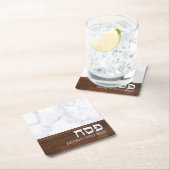 Passover Pesach - Aangepaste marmer + Hout Modern Kartonnen Onderzetters (Insitu)