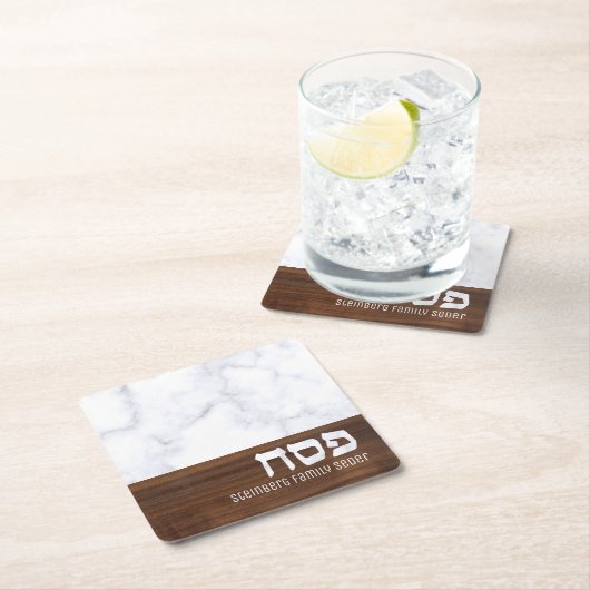 Passover Pesach - Aangepaste marmer + Hout Modern Kartonnen Onderzetters (Insitu)