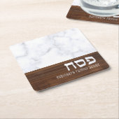 Passover Pesach - Aangepaste marmer + Hout Modern Kartonnen Onderzetters (Schuin)