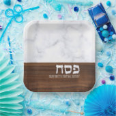 Passover Pesach - Aangepaste marmer + Hout Modern Papieren Bordje (Feest)