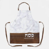 Passover Pesach - Aangepaste marmer + Hout Modern Schort (Voorkant)