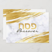 Passover Pesach Hebrew Gold Swash & Marble Holida Feestdagenkaart (Voorkant / Achterkant)
