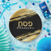 Passover Pesach Hebrew Gold Swash op Black Papieren Bordje (Feest)