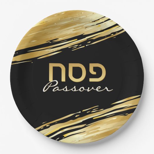 Passover Pesach Hebrew Gold Swash op Black Papieren Bordje (Voorkant)