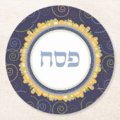 Passover Pesach Seder Jerusalem-Onderzetter Ronde Kartonnen Onderzetter (Voorkant)